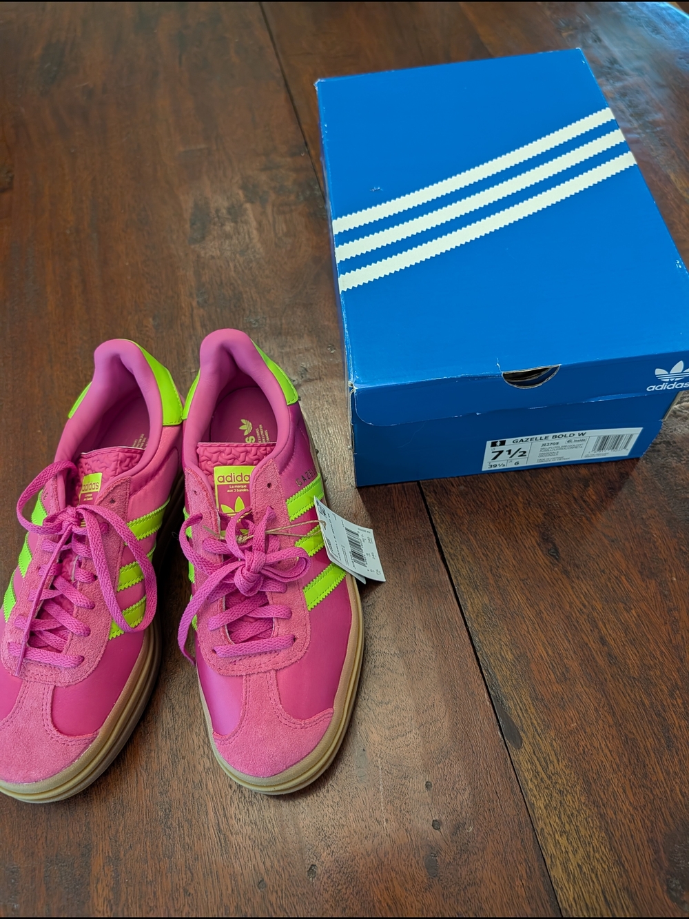 adidas Women Pink and Neon Green Low-Top Sneakers